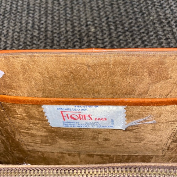 Flores' Bags Vintage Genuine Leather Hand Tooled Purse Floral Made in Mexico - Picture 5 of 9